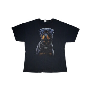 Vintage Fear Rottweiler Dog Graphic T-Shirt Black Single Stitch 90s XL